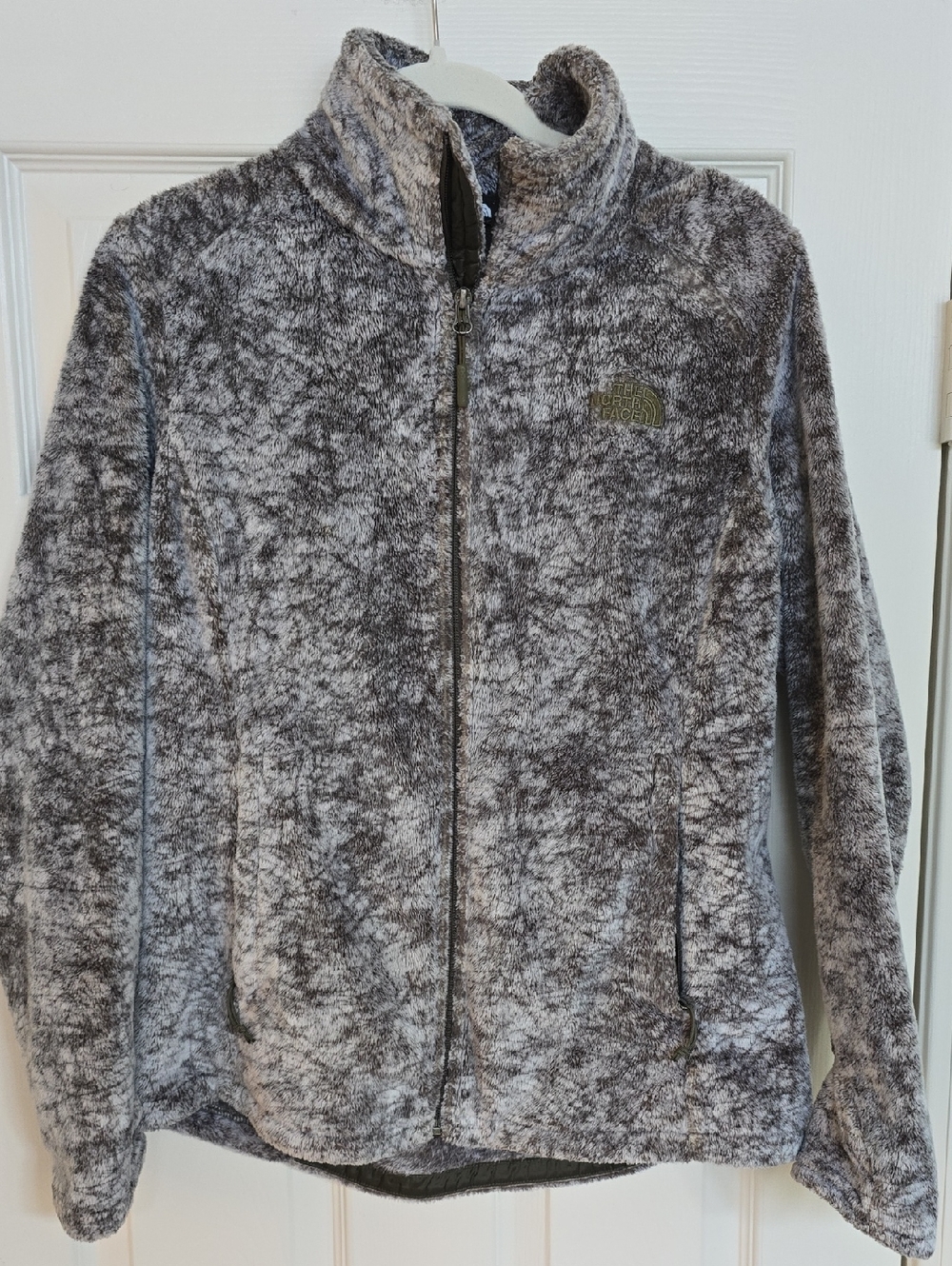 The North Face Gray Marled Plush Zip-Up Jacket